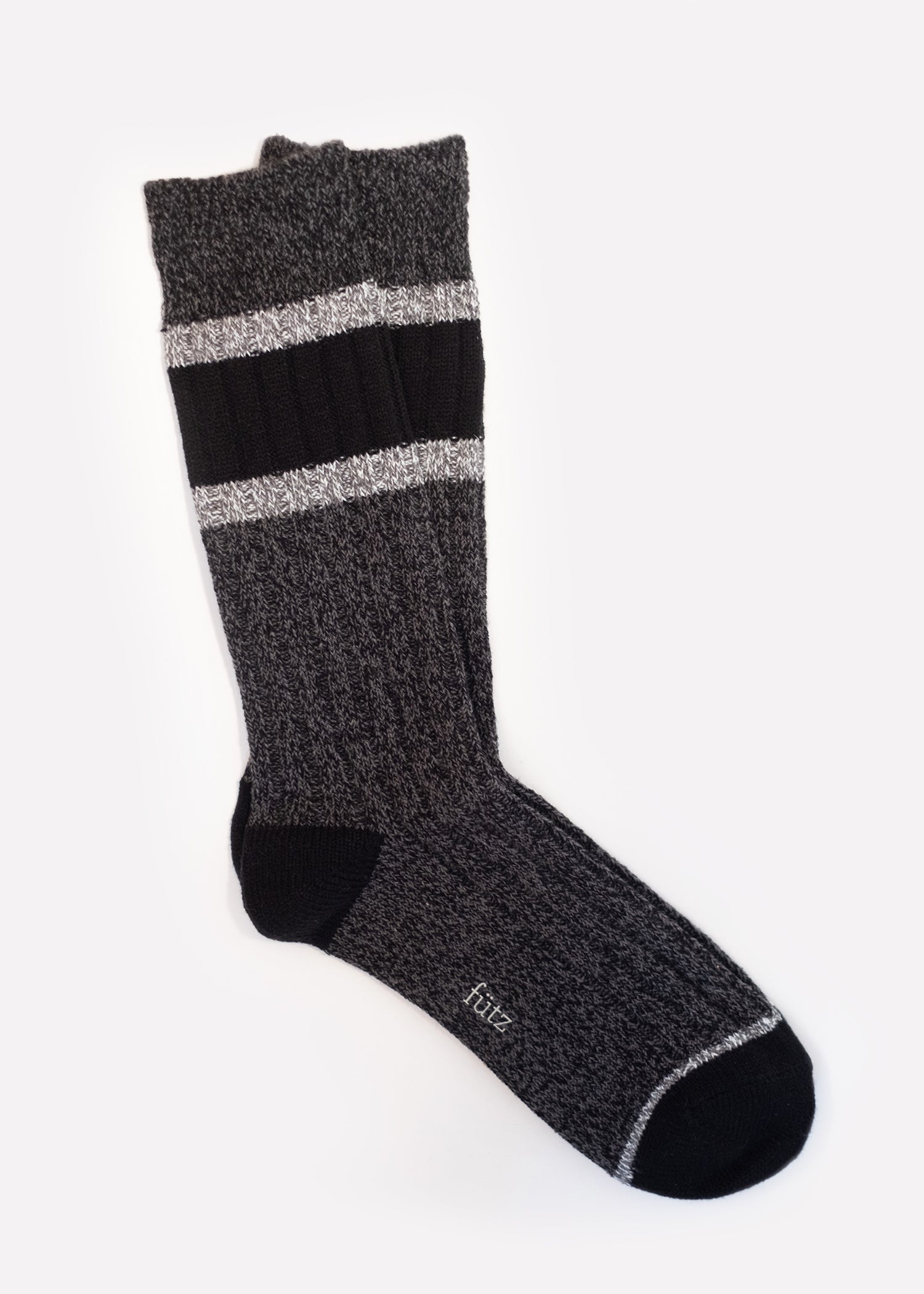 Men's Wool Blend Varsity Stripe Boot Socks - Black – fütz