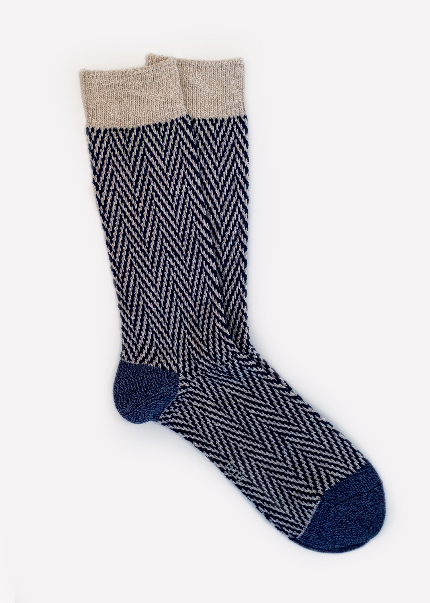 Men's Wool Blend Chevron Boot Socks - Navy/Natural – fütz