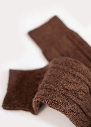 Men's Cotton Weekender Cable Boot Socks - Brown mix thumbnail