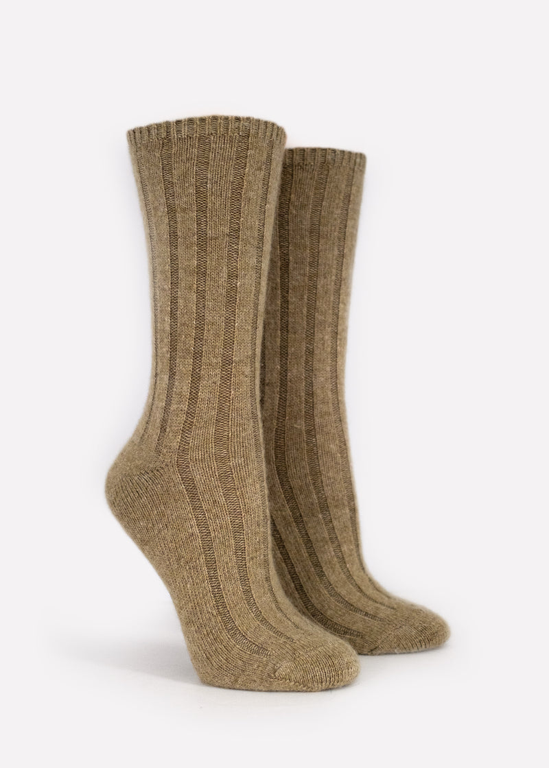 Women's Alpaca wool blend Boot Socks - Olive thumbnail