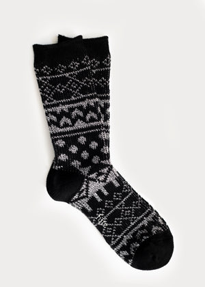 Women's Wool Blend Nordic Boot Socks - Black thumbnail