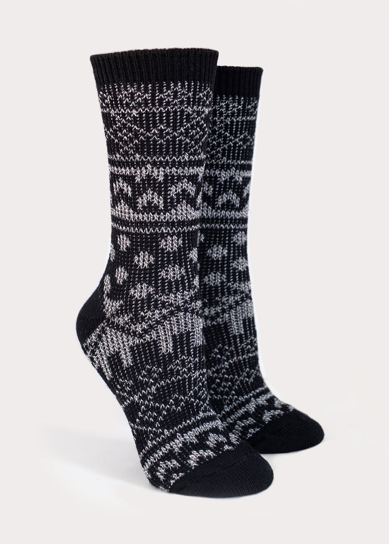 Women's Wool Blend Nordic Boot Socks - Black thumbnail