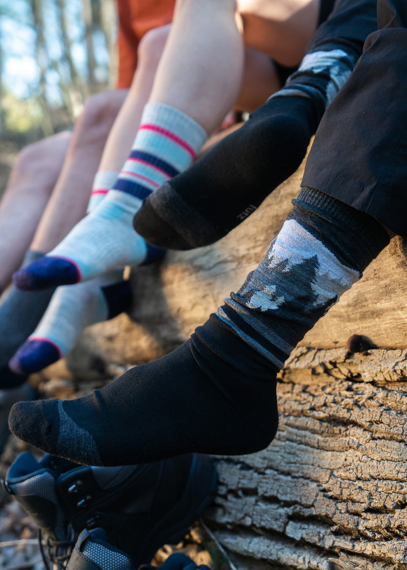 Men's Lightweight Crew Hiking Socks - Black thumbnail