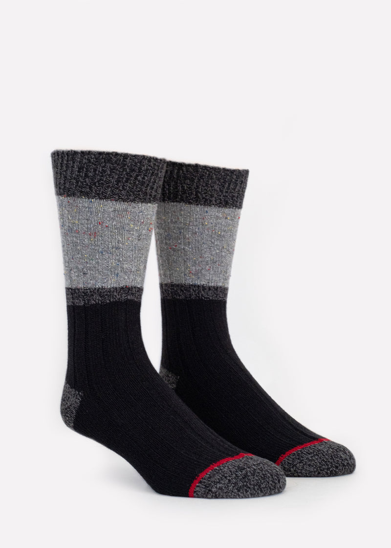 Men's Wool Blend Nep Block Boot Socks - Black/Grey thumbnail