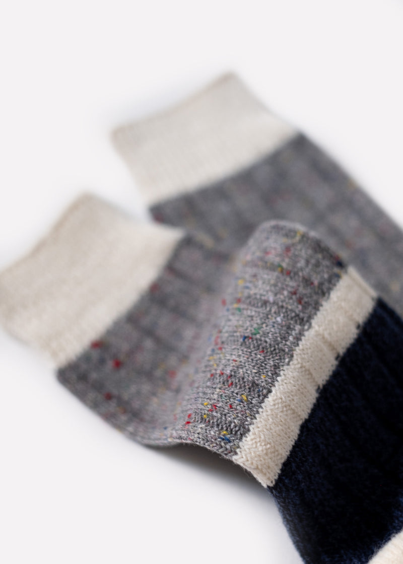 Men's Wool Blend Nep Block Boot Socks - Denim/Grey thumbnail