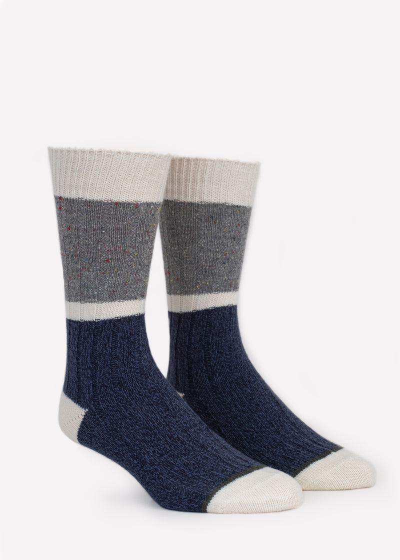 Men's Wool Blend Chevron Boot Socks - Navy/Natural – fütz
