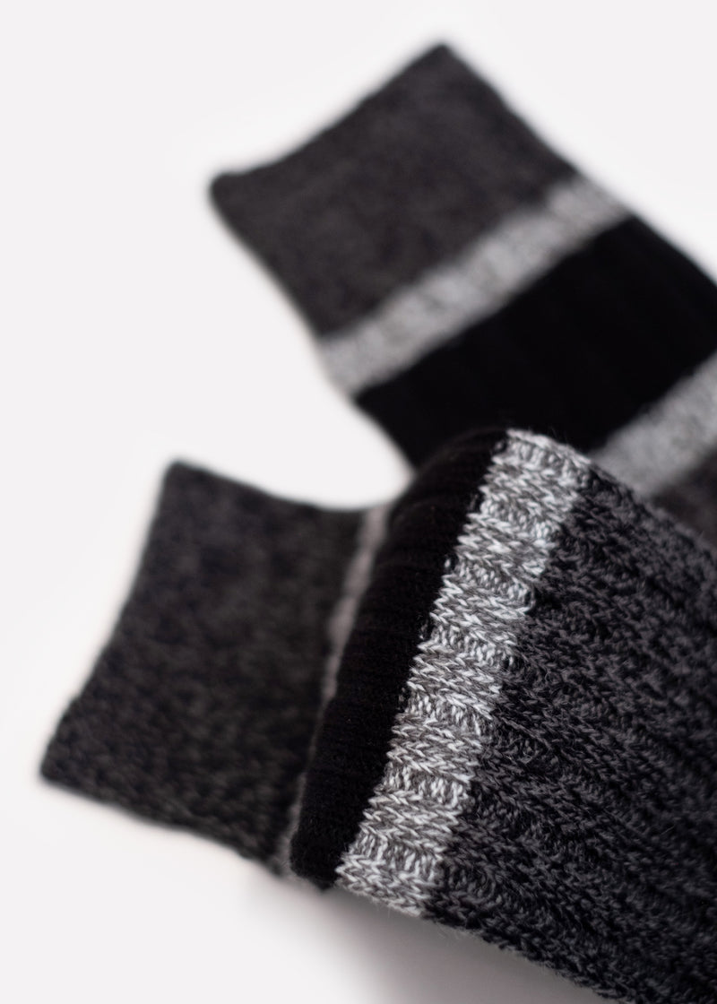 Men's Wool Blend Varsity Stripe Boot Socks - Black thumbnail