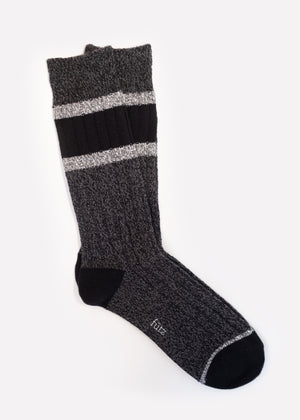 Men's Wool Blend Varsity Stripe Boot Socks - Black thumbnail