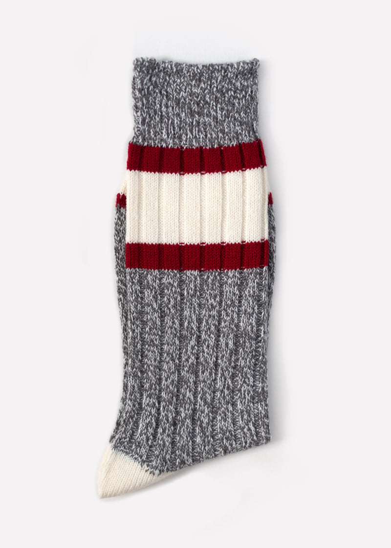 Men's Wool Blend Varsity Stripe Boot Socks - Grey thumbnail