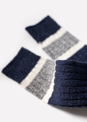Men's Wool Blend Varsity Stripe Boot Socks - Denim thumbnail