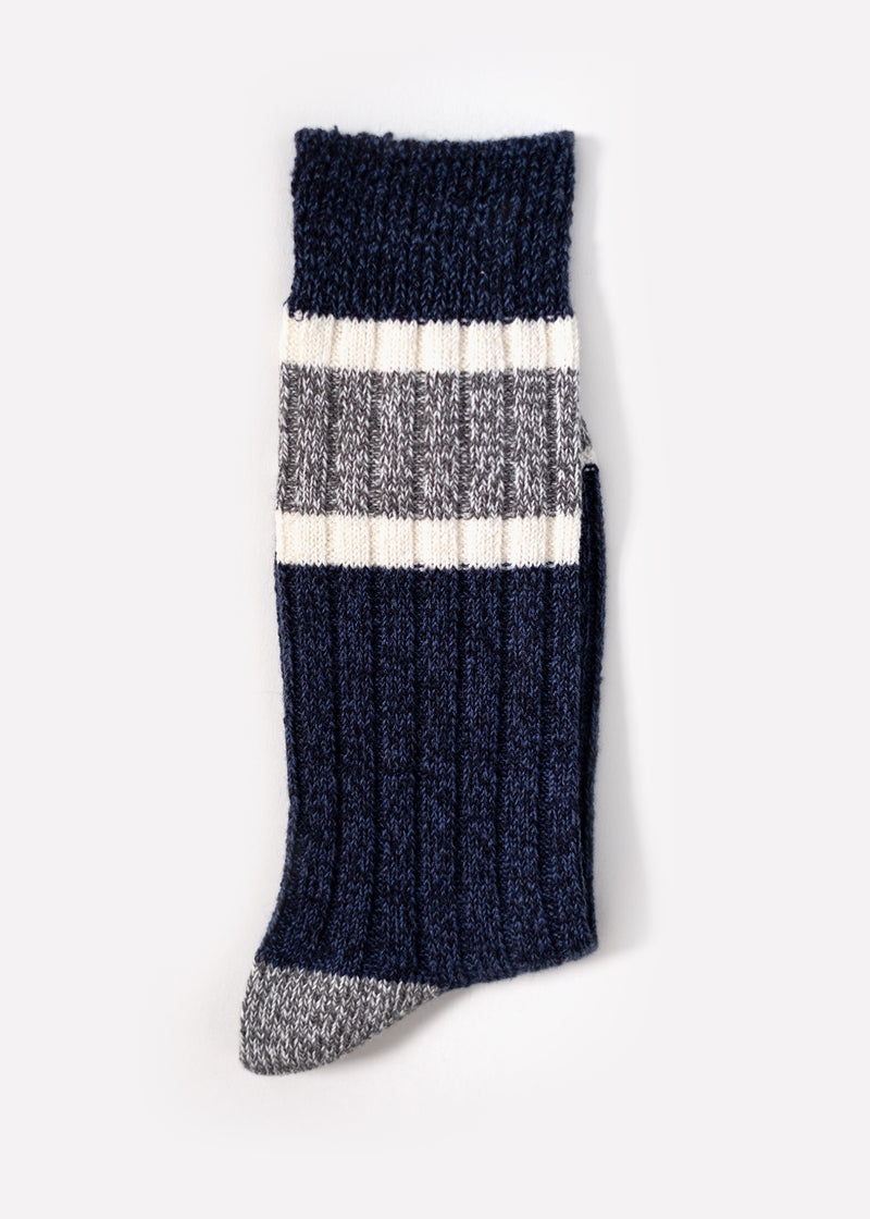 Men's Wool Blend Varsity Stripe Boot Socks - Denim thumbnail