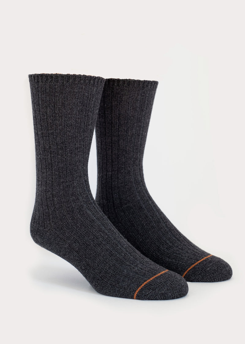 Men's Wool Blend Dressy Boot Socks - Charcoal thumbnail