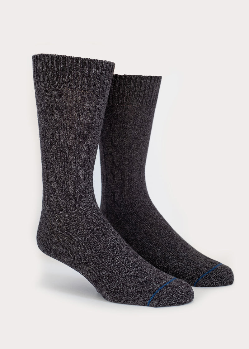 Men's Cotton Weekender Cable Boot Socks - Charcoal thumbnail