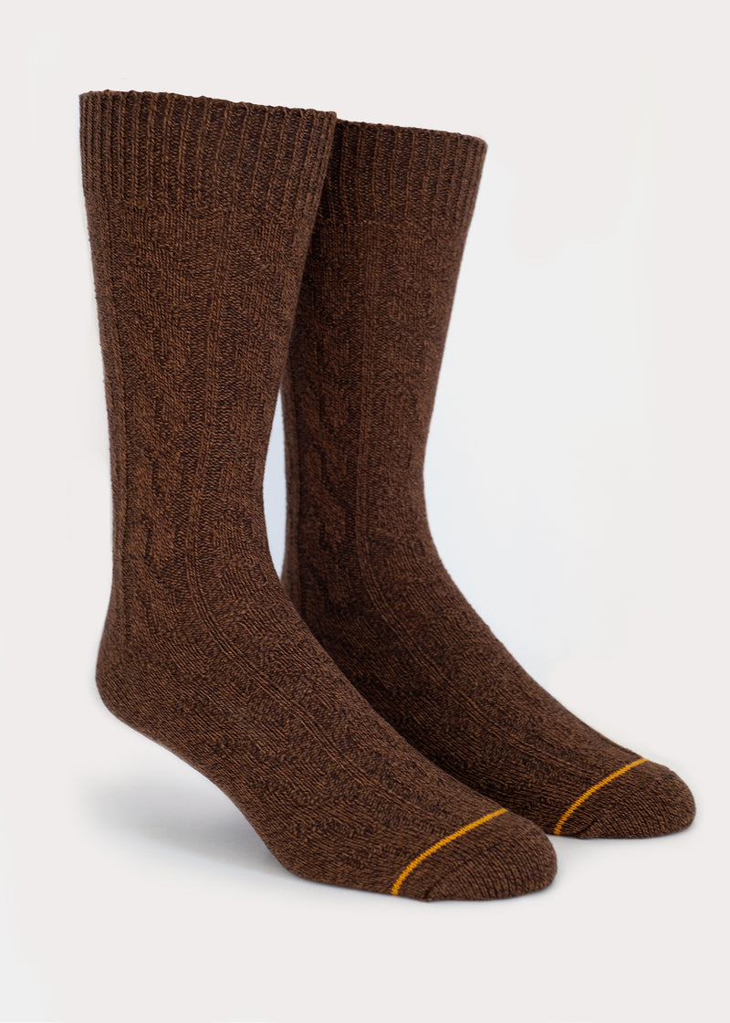 Men's Cotton Weekender Cable Boot Socks - Brown mix thumbnail