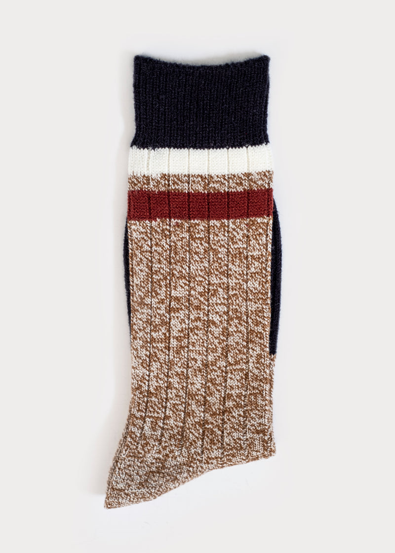 Men's Wool Blend Boot Socks with Stripes - Camel thumbnail