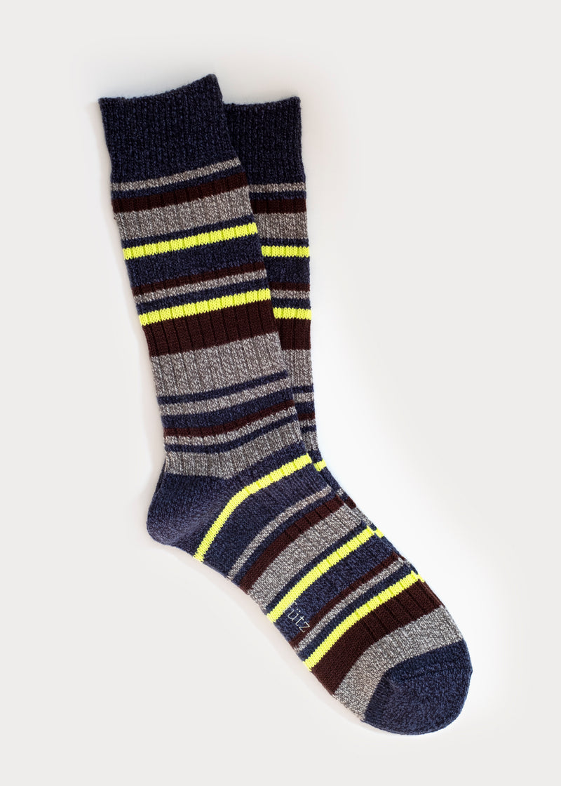 Men's Wool Blend Multi-Colour Stripes Boot Socks - Denim – fütz | Socks ...