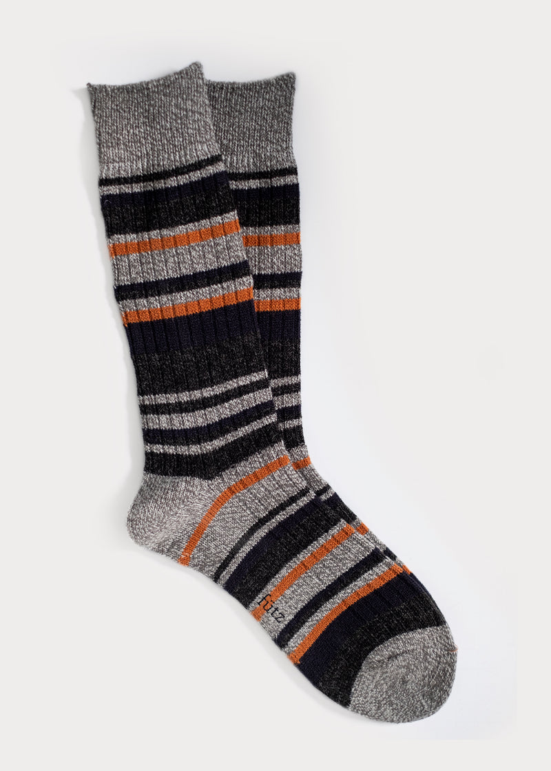 Men's Wool Blend Multi-Colour Stripes Boot Socks - Grey thumbnail