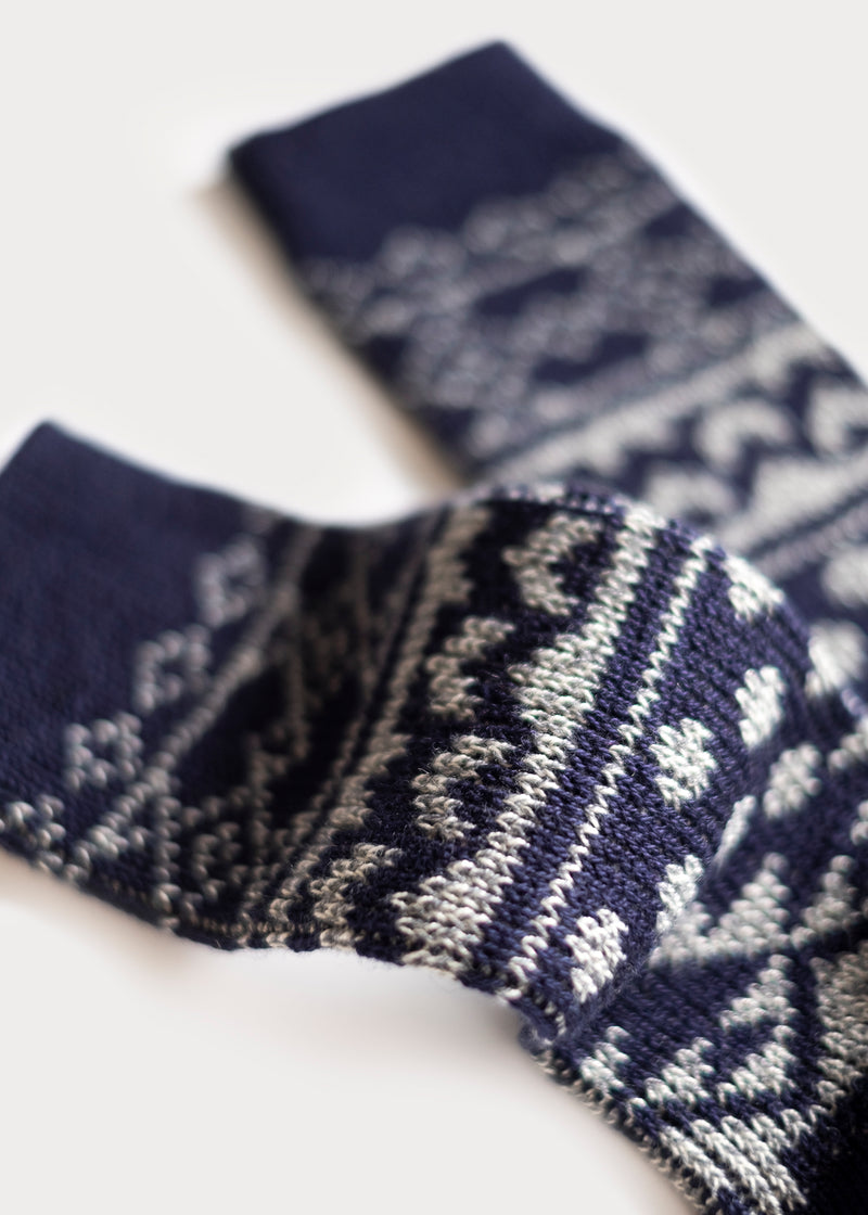 Men's Wool Blend Nordic Boot Socks - Navy thumbnail