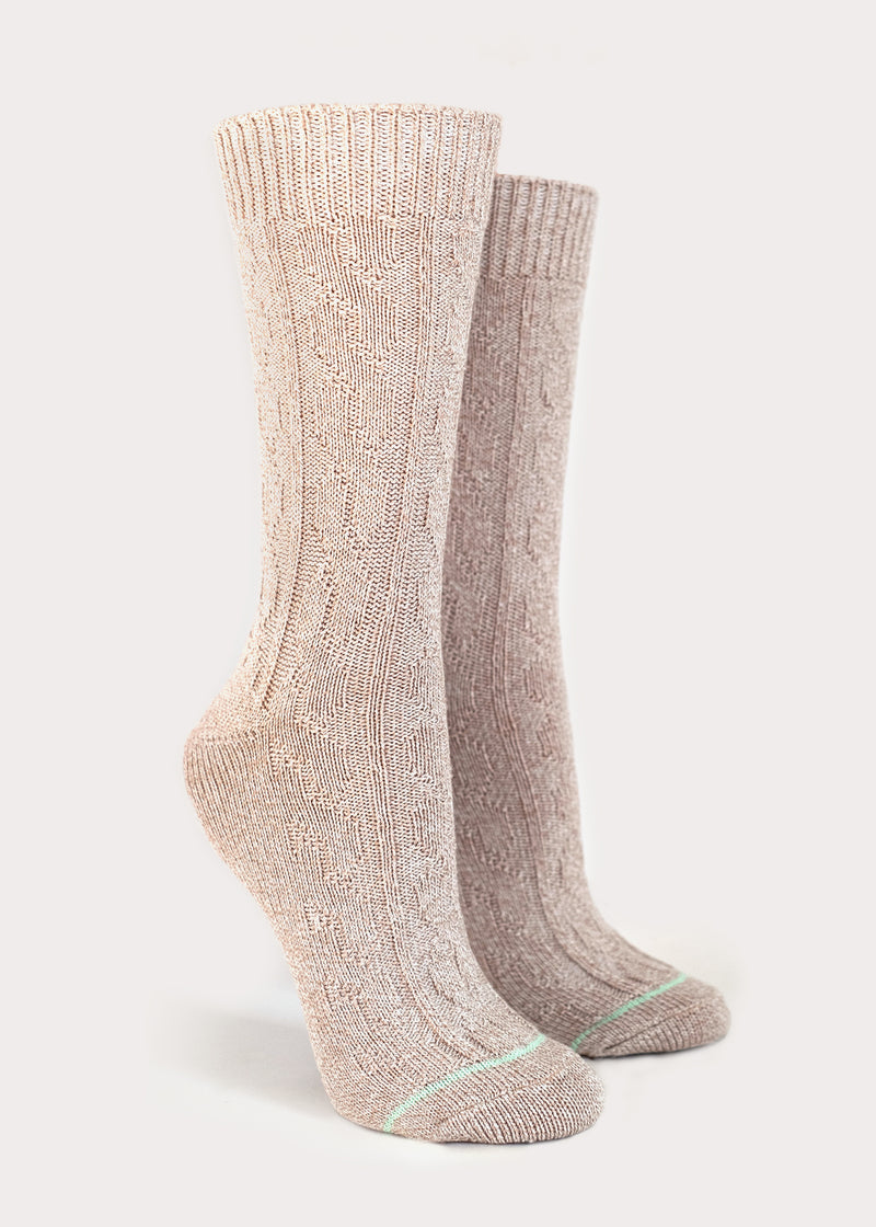 Women's Cotton Weekender Cable Boot Socks - Oatmeal thumbnail
